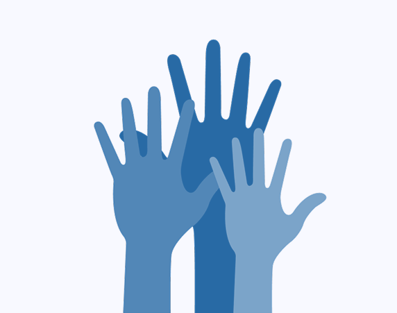 drawing of hands reached up volunteering