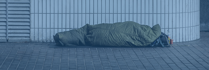 Homeless person sleeping outside